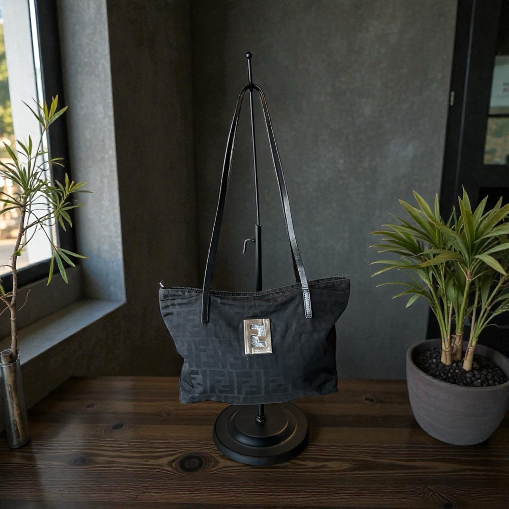 Fendi Black Zucca Nylon Shoulder Bag